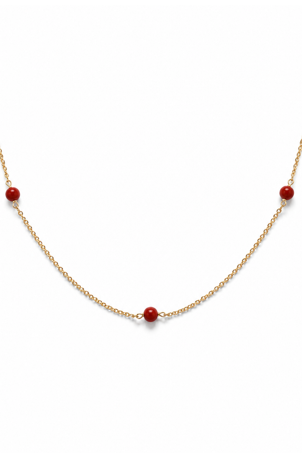Collana Palline in Oro Giallo di corallo naturale