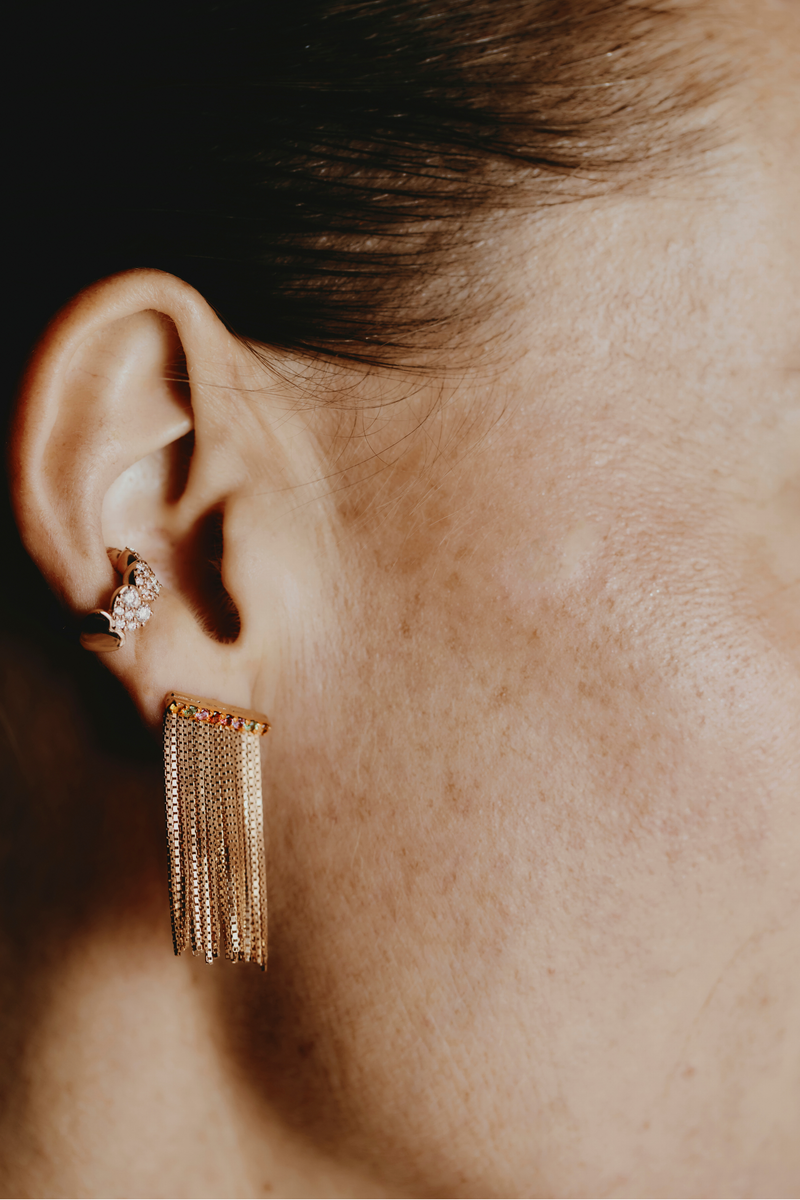 Earcuff 4 Cuori in Oro Giallo e Diamanti