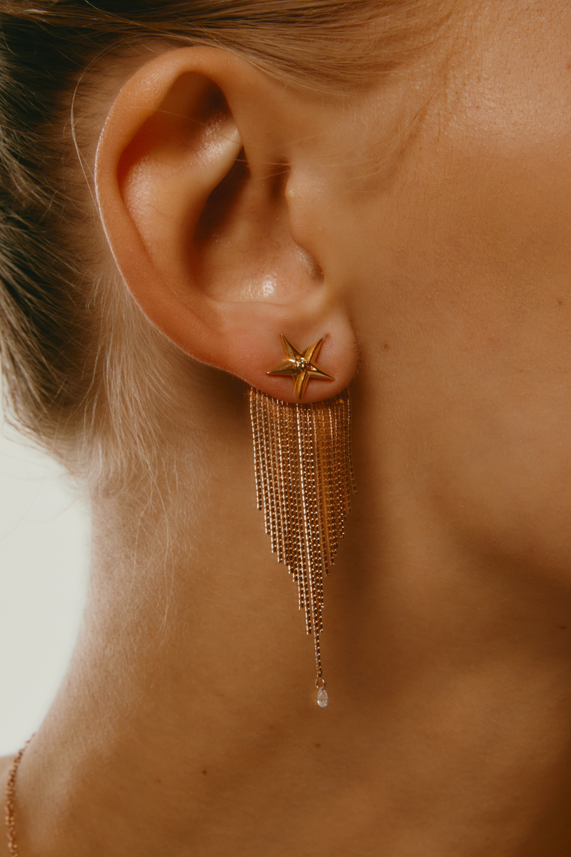 Orecchino Stella in Oro Rosa
