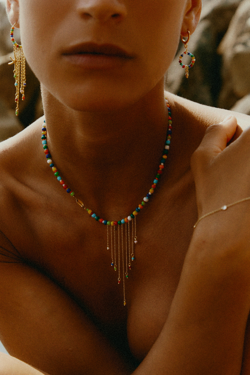 Collana Gypsy in Argento con perline di vetro