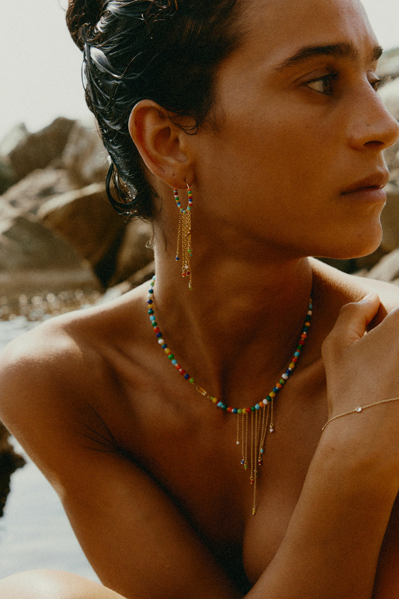 Collana Gypsy in Oro Giallo con perline di vetro