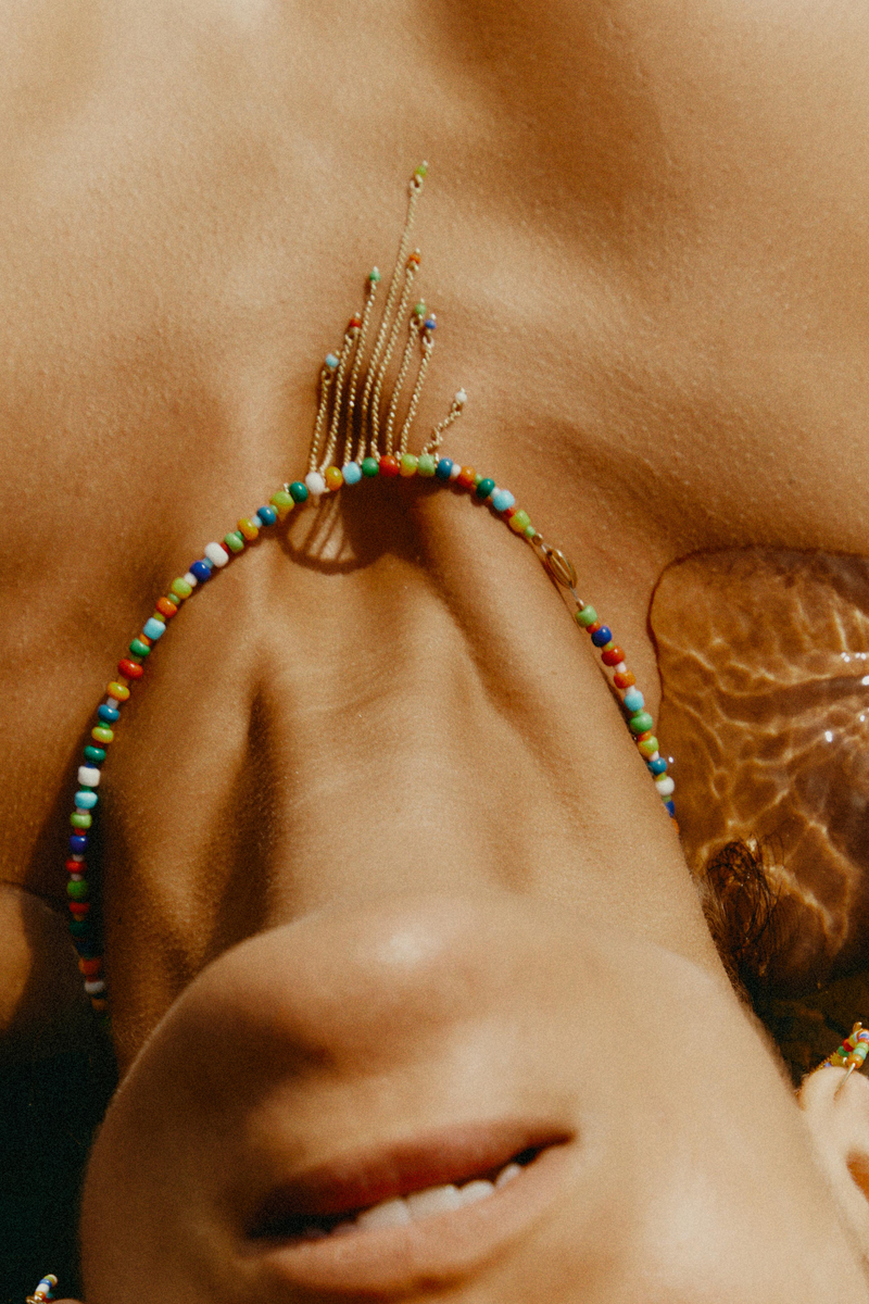 Collana Gypsy in Oro Giallo con perline di vetro