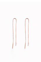 Orecchini Filo in Oro Rosa e Gocce di Diamante