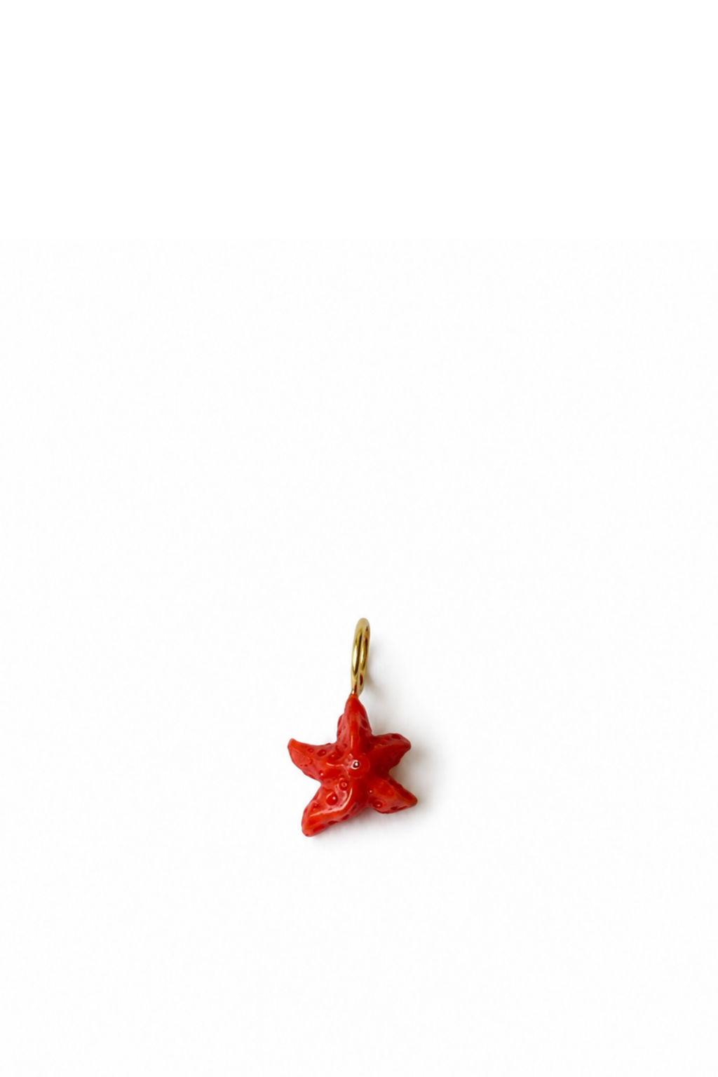 Ciondolo Stella Marina di corallo rosso e Oro Giallo con Diamante