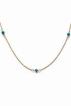 Collana Palline in Oro Giallo di turchese naturale