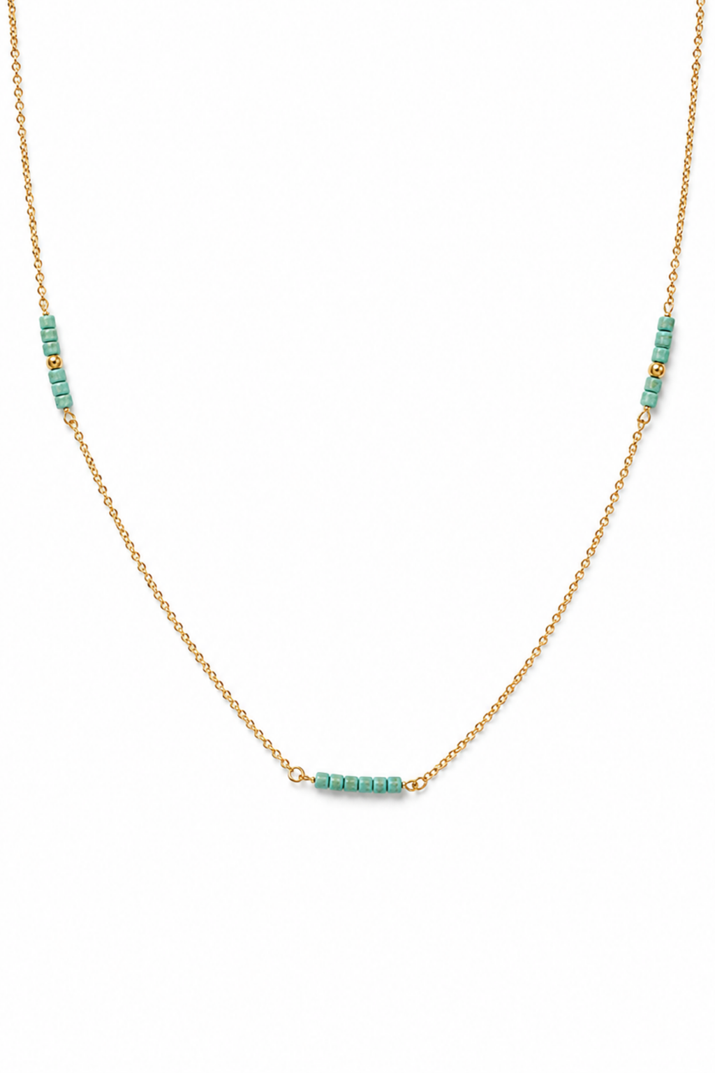 Collana Saint Tropez in Oro Giallo con cubotti di turchese