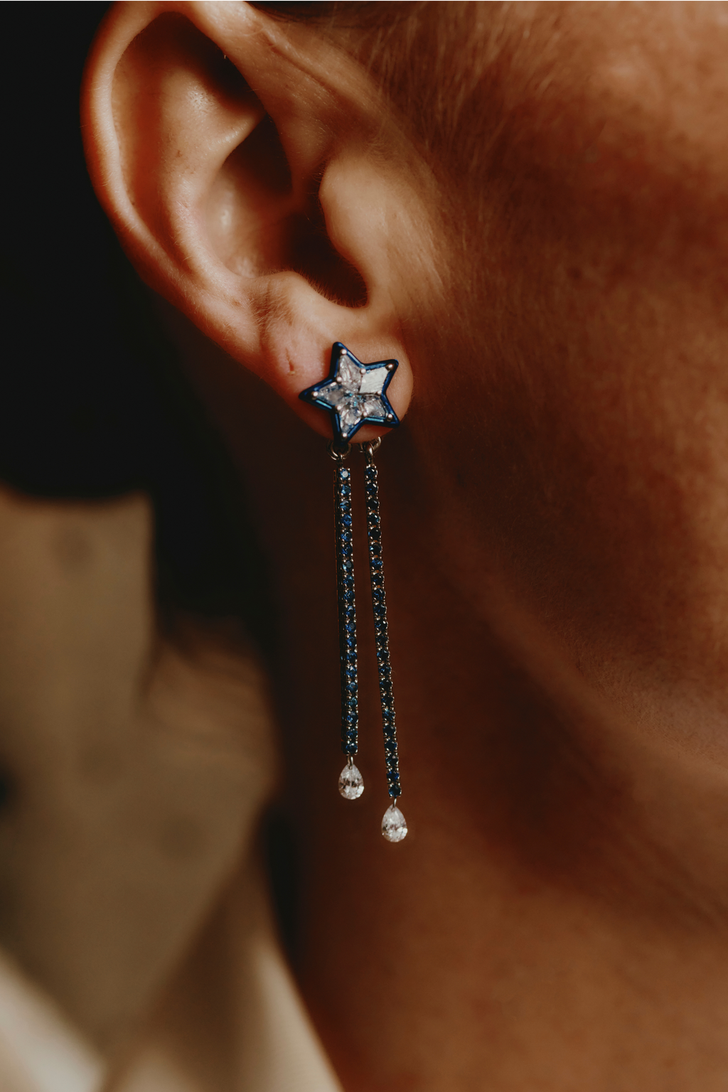 Orecchini Étoile in Oro Blu