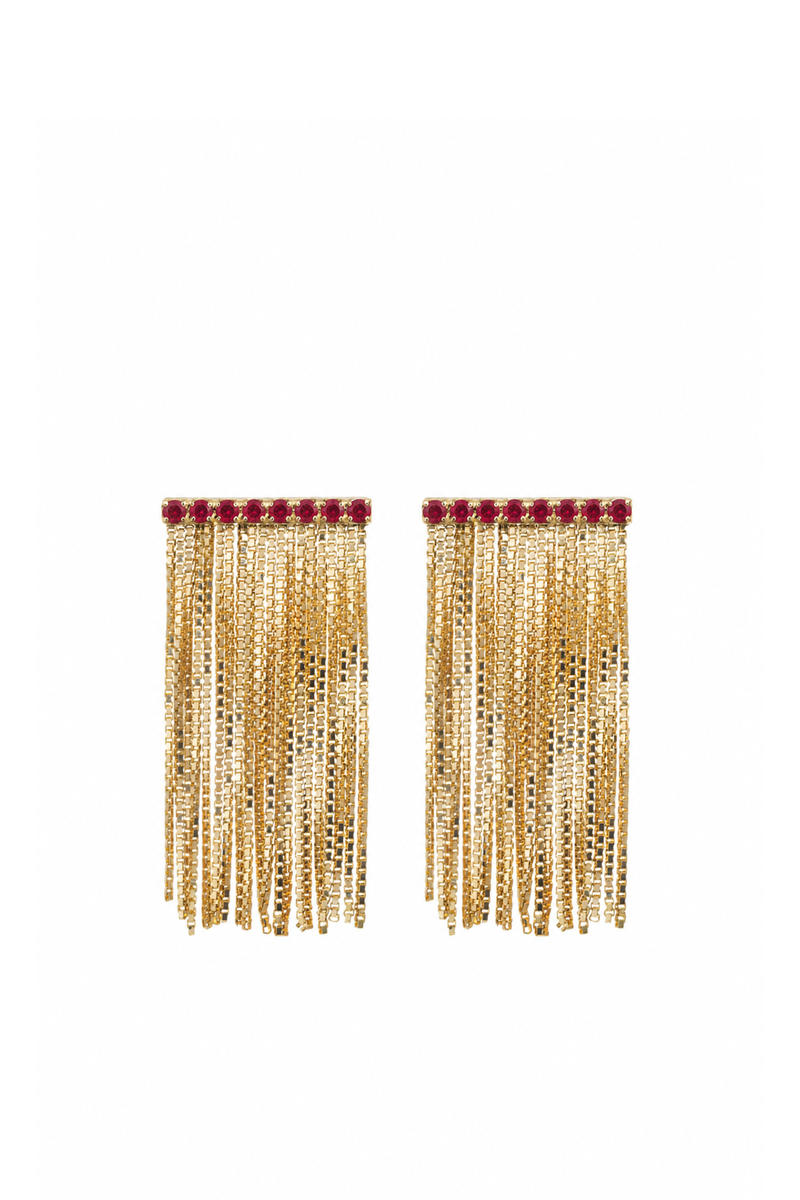 Orecchini Mini Viky in Oro Giallo e Rubini