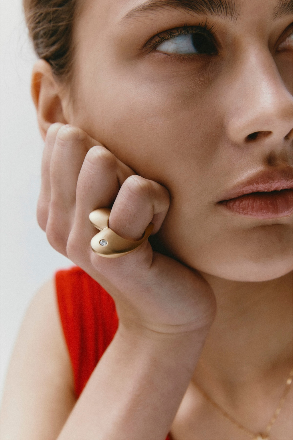 Anello Cuore Sbagliato in Oro Giallo Satinato