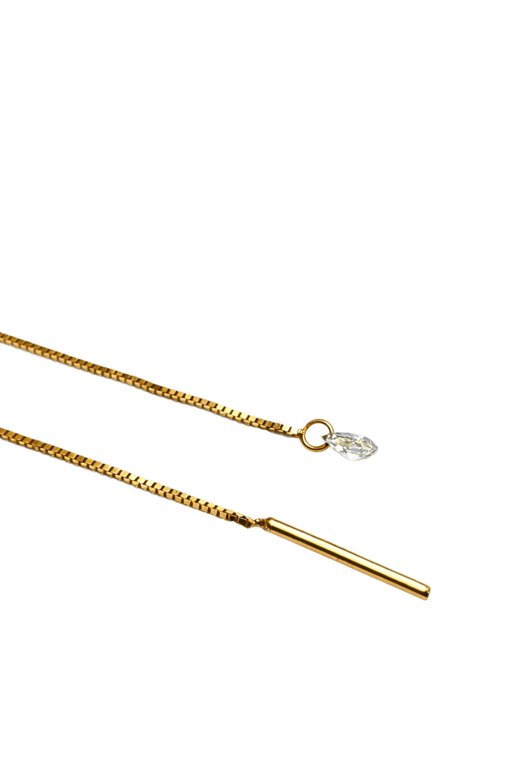 Orecchini Filo in Oro Giallo e Gocce di Diamante