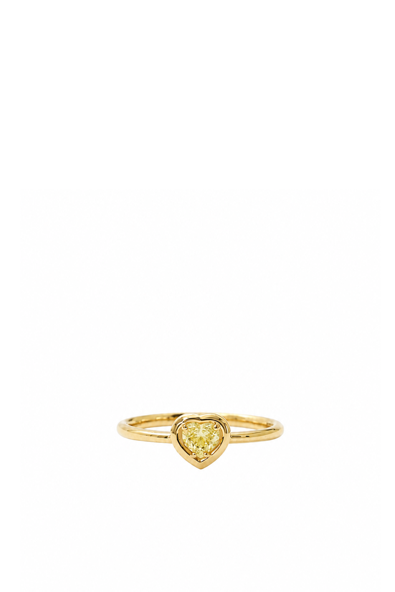 Anello Cuore Magic in Oro Giallo con Diamante Giallo
